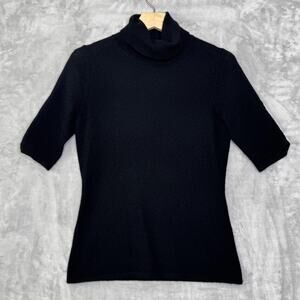 Neiman Marcus Sweater Womens Small Black Cashmere Collection Turtleneck Knit Top